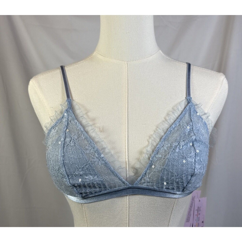 Wild Fable Women’s Blue Lace Bralette Bra Sequin Lingerie Size XS Light Blue